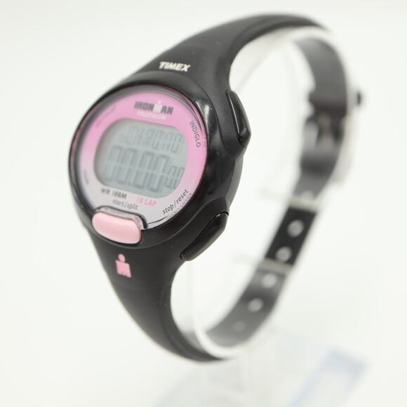 Timex Ironman Triathlon Indiglo Digital Watch Pink Black Silicone w New Battery - Picture 9 of 11